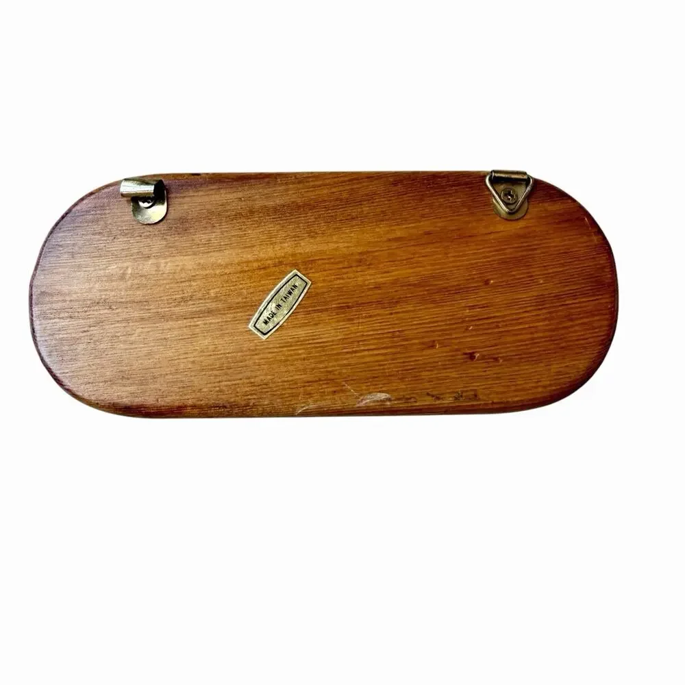 Vintage Wood Metal KEYS Wall Key Holder Rack 4 Hooks Made in Taiwan Rustic Decor